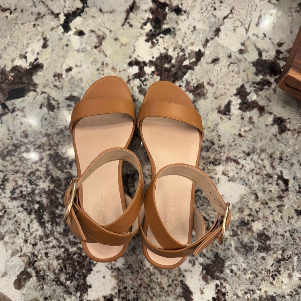 Stuart Weitzman Tan Wedge Sandals - Picture 4 of 8